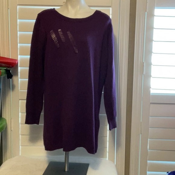 Ashley Stewart Purple Crew Neck Sweater - Picture 1 of 7